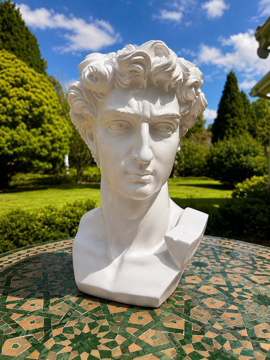 Davide Statue Bust White Statement