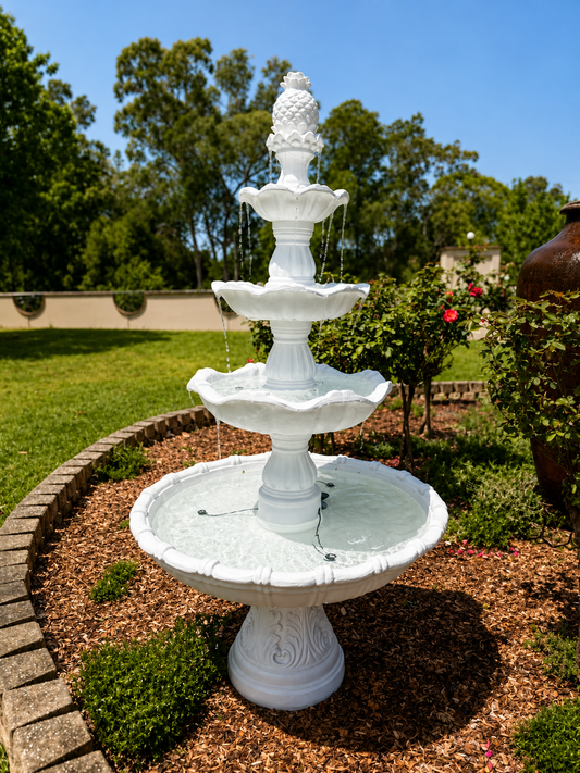 Borgo White Stone Effect 5-Tier Electric Powered Tiered Water Fountain