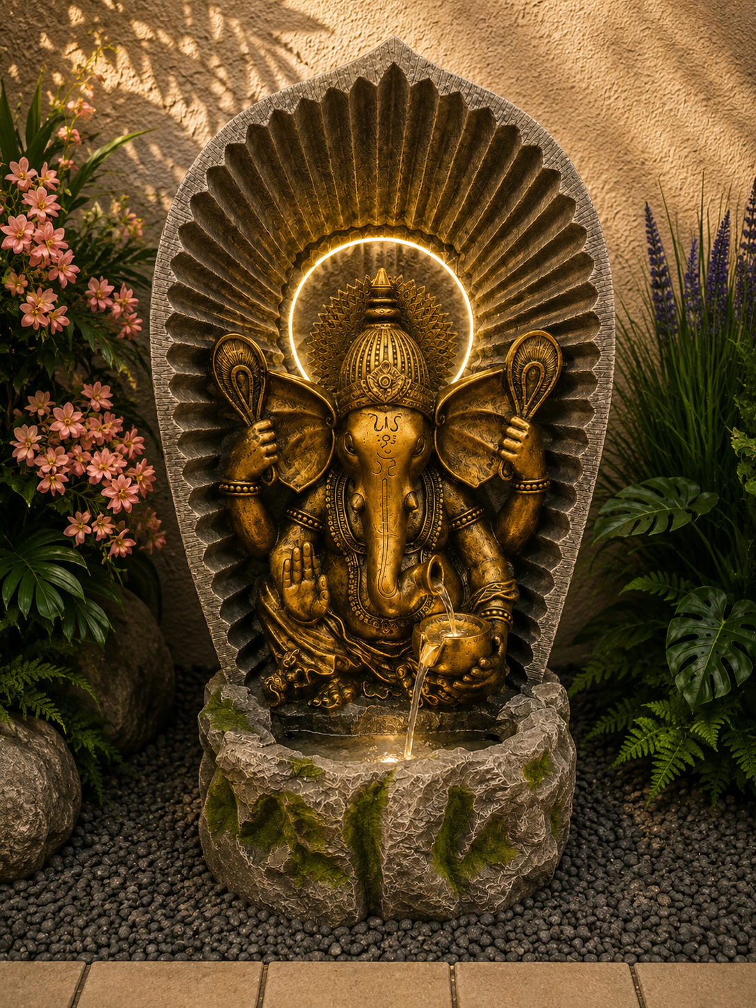 Shakti Ganesh Tall Water Feature 1.5m High Indoor & Outdoor Fountain