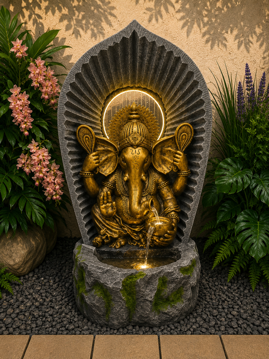 Shakti Ganesh Tall Water Feature 1.5m High Indoor & Outdoor Fountain