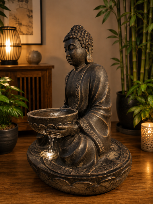 Jogja Buddha Birdfeeder Black Gold Cement Fibre ETA 30 July