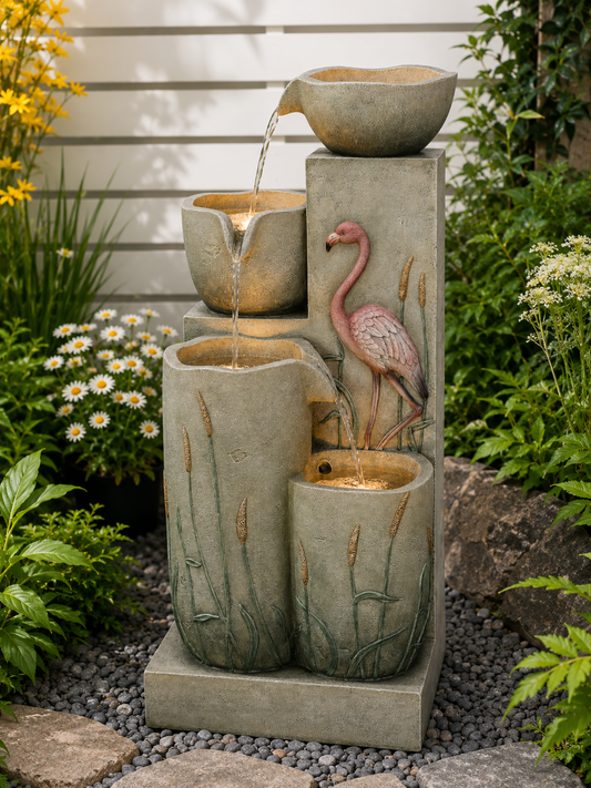 Nerja Flamingo Bird Multi Drop Water Feature