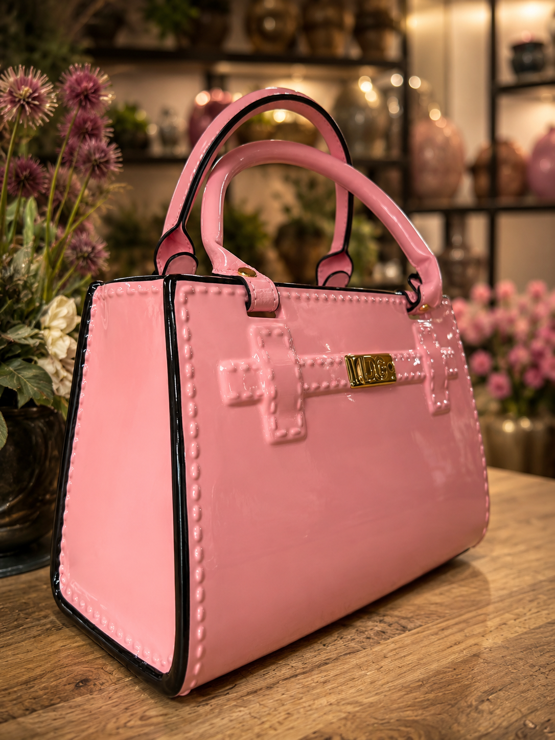 Paris Dolomite Bag Vase in Light Pink Colour Ceramic Finish