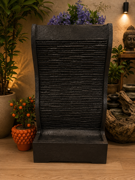 Ariana Stylish Tall  Black Water Wall Made Cement Fibre