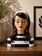 Famosa Bust Head with Earrings in Vivid Colours Ceramic Finish