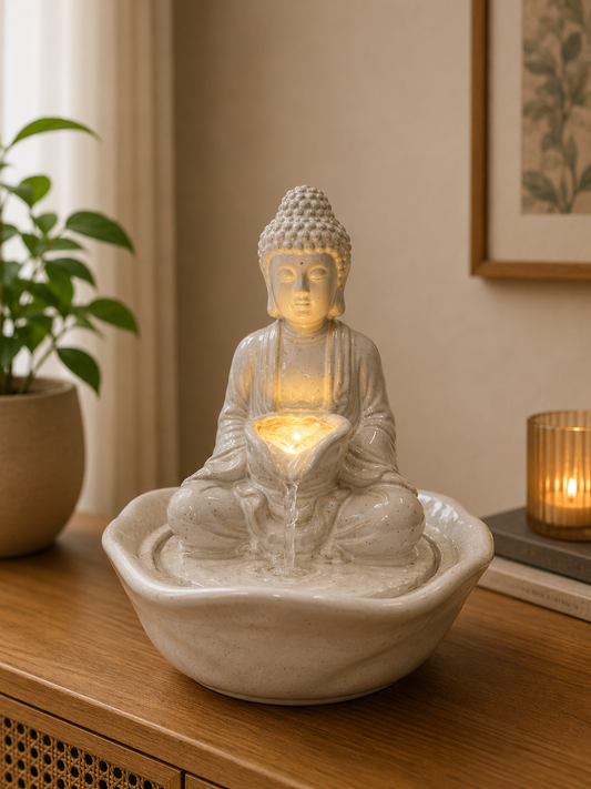 Shield Buddha Porcelain Table Fountain