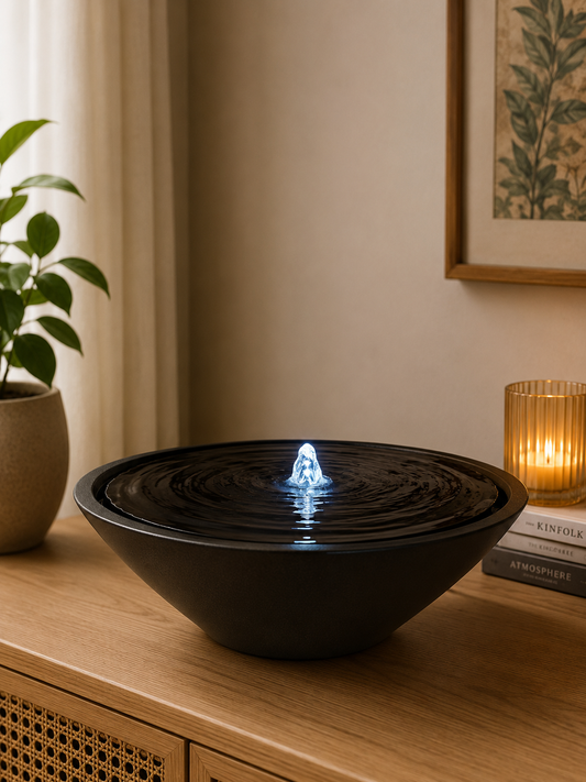 Rueda Black Round Water Feature Fountain