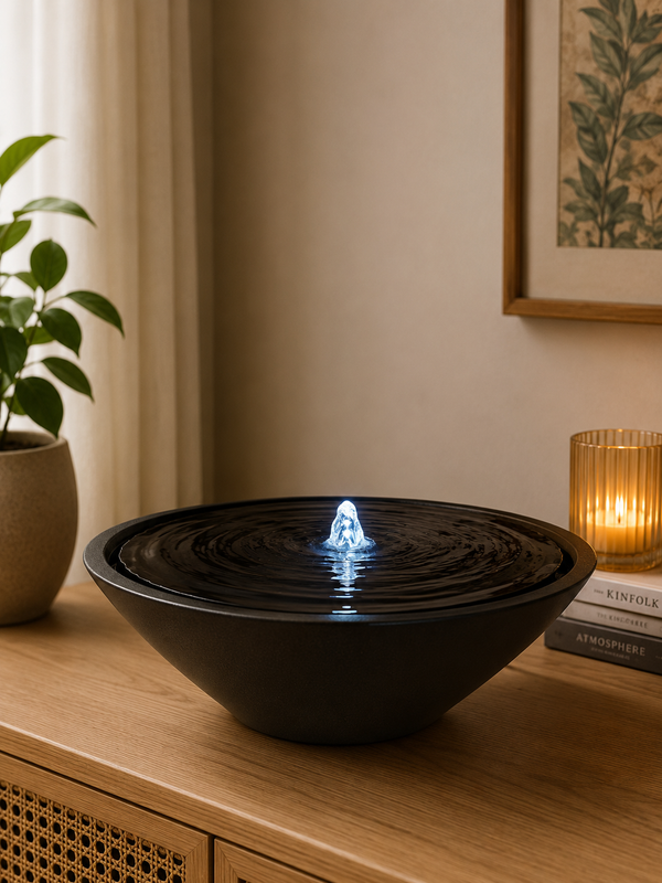 Rueda Black Round Water Feature Fountain