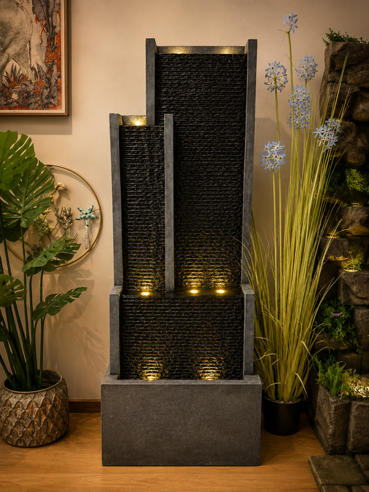 Empire Large Multi Drop Water Feature 1.8 Meter Tall Indoor & Outdoor Fountain