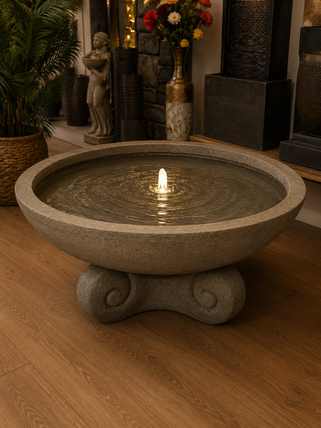 Tesoro Round Fountain 120cm Diameter Largest of Its Kind Outdoor & Indoor Electric or Solar