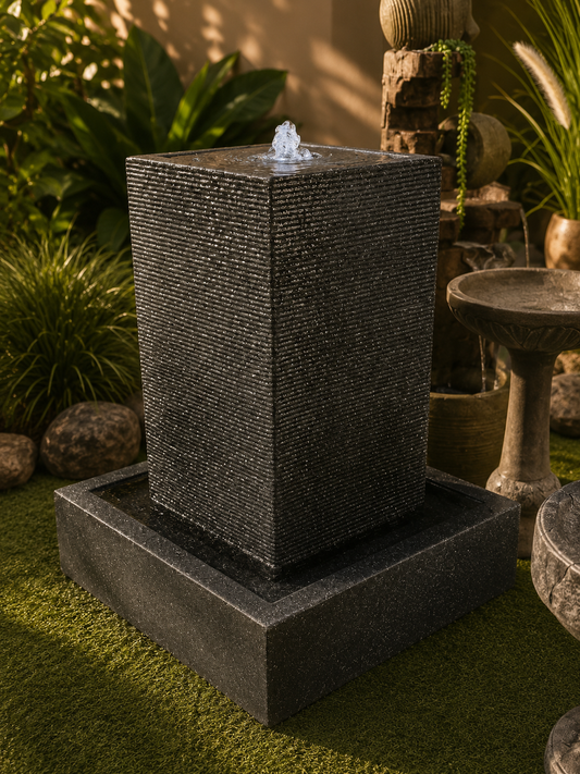 Coomuna Modern Black Square Water Feature With Base New Collection March 2025