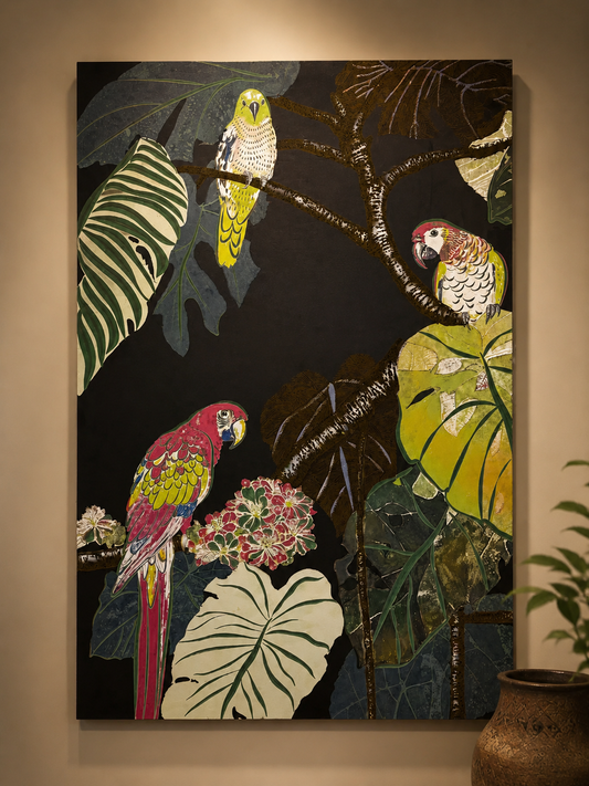 Flock Parrots Wood Printing Wall Art New Collection March 2025