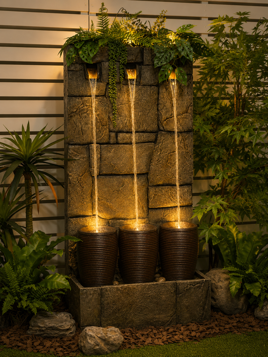 Natural Lights & Water Combo Natural Wall Water Feature Sublime Design