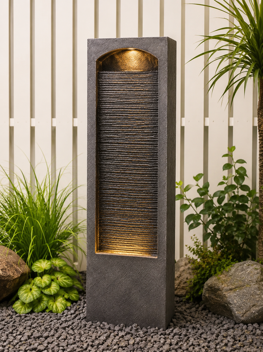 Tahiti Lights & Water Combo Natural Wall Water Feature Sublime Design