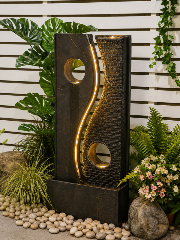 Fiji Lights & Water Combo Natural Wall Water Feature