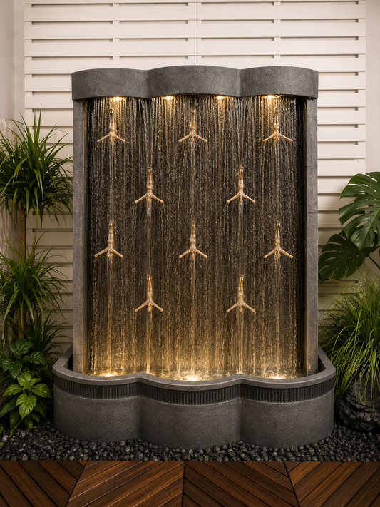 Free Fall Extra Large Natural Wall Water Feature with Divers Jumping Freely
