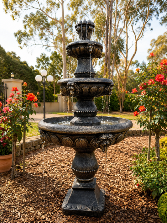 Marbella 4-Tier Water Fountain Lions Copper Unique Colour & Design