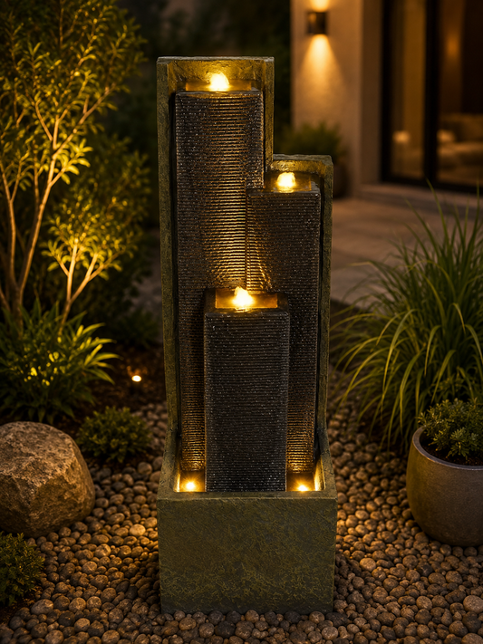 TALAHASSE Multi Drop Water Feature 1 Meter Tall Indoor & Outdoor Fountain