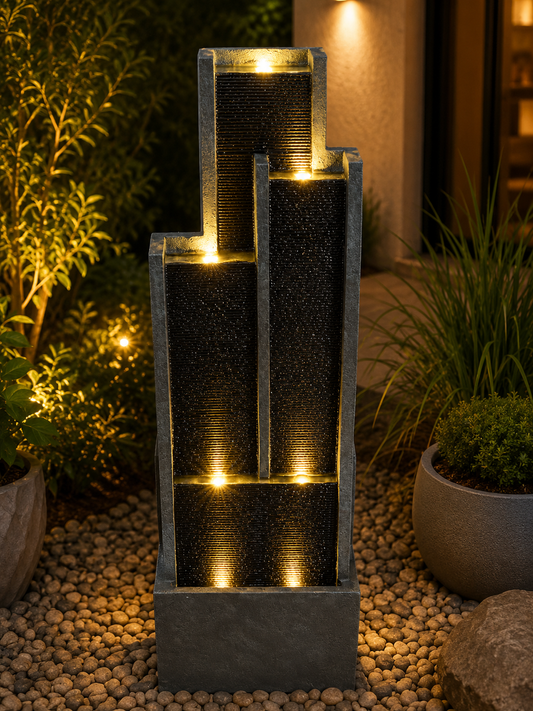 ROCKFELLER Multi Drop Water Feature 1.3 Meter Tall Indoor & Outdoor Fountain