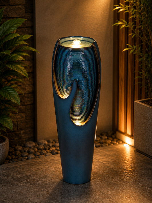 Aqua Mediterranean Blue Ceramic Effect Water Feature