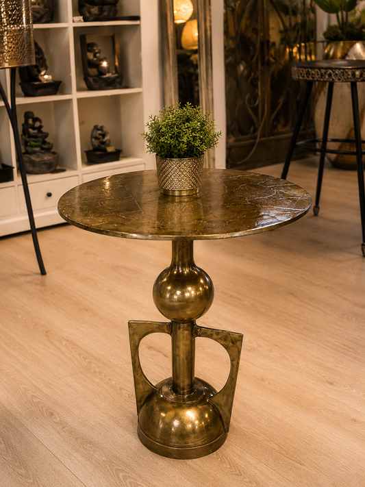 Merida Vintage Antique Brass Shiny Colour Metal Round Table Lush Collection