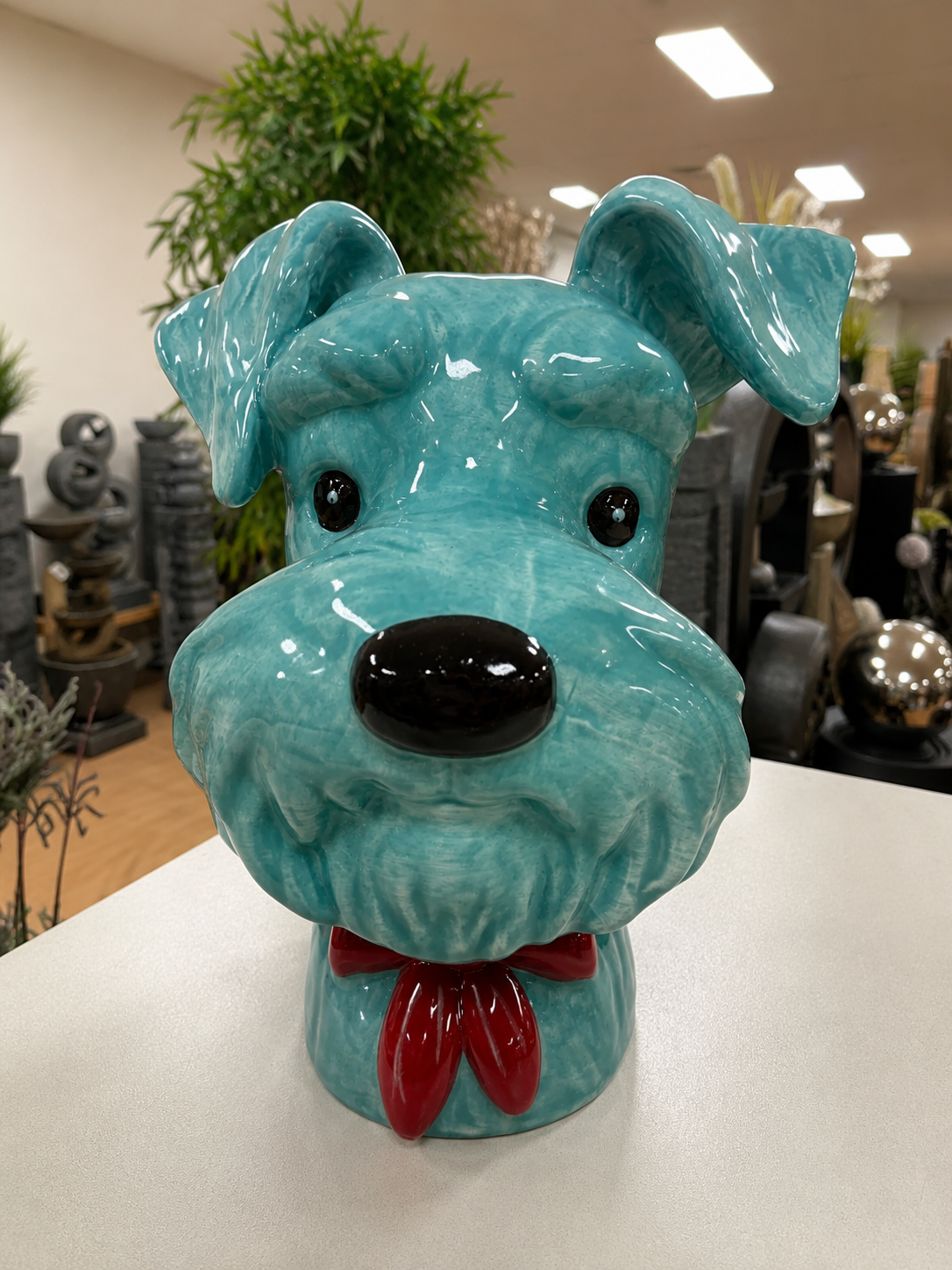 SCHNAUZER HEAD VASE TURQUOISE DOLOMITE PERFECT GIFT COLLECTORS ITEM