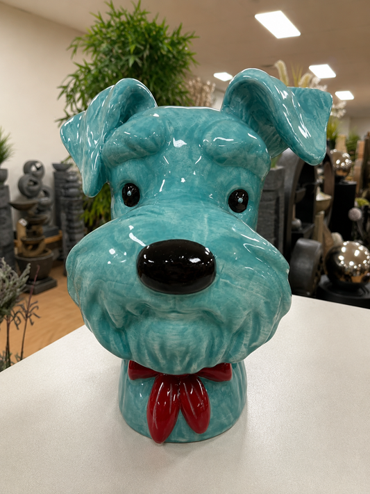 SCHNAUZER HEAD VASE TURQUOISE DOLOMITE PERFECT GIFT COLLECTORS ITEM
