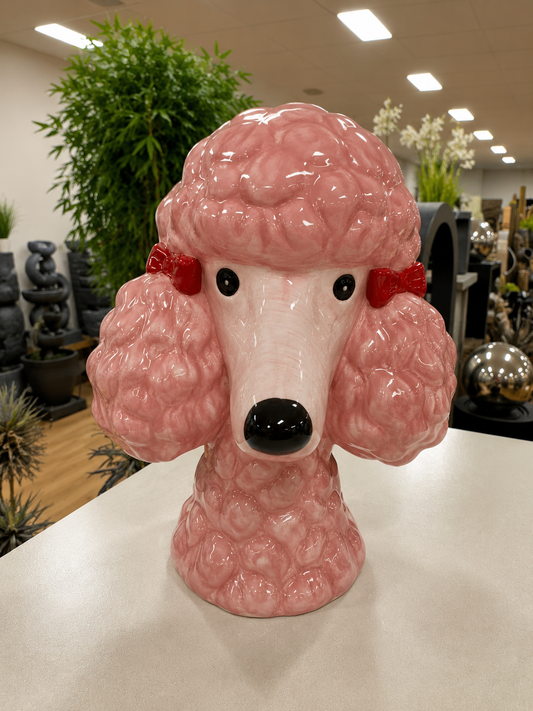 POODLE HEAD VASE PINK DOLOMITE PERFECT GIFT COLLECTORS ITEM