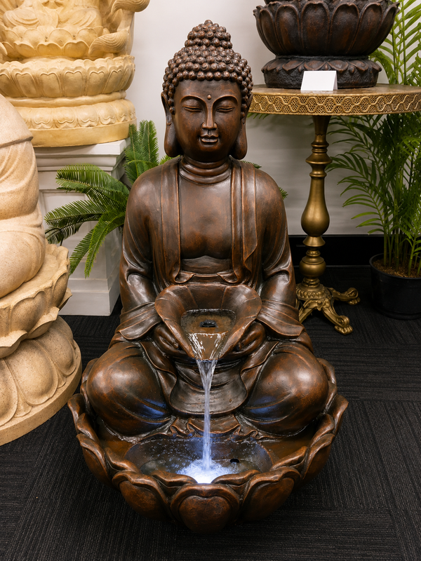 Courage Buddha Tabletop  Water Feature 90cm Tall Outdoor Fountain Unique Colour