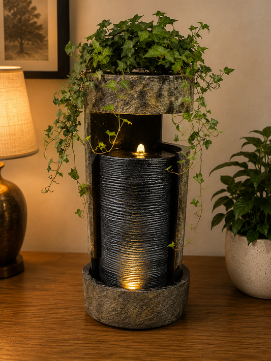 Mungara Curtain Water Feature with Top Pedestal Fountain