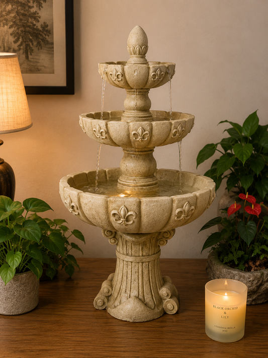 Nazaria 3-Tier Water Fountain Beige Colour Tall Water Feature