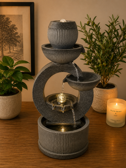 Hartamas Multi Layered Planter Top Fountain with Turning Crystal Ball