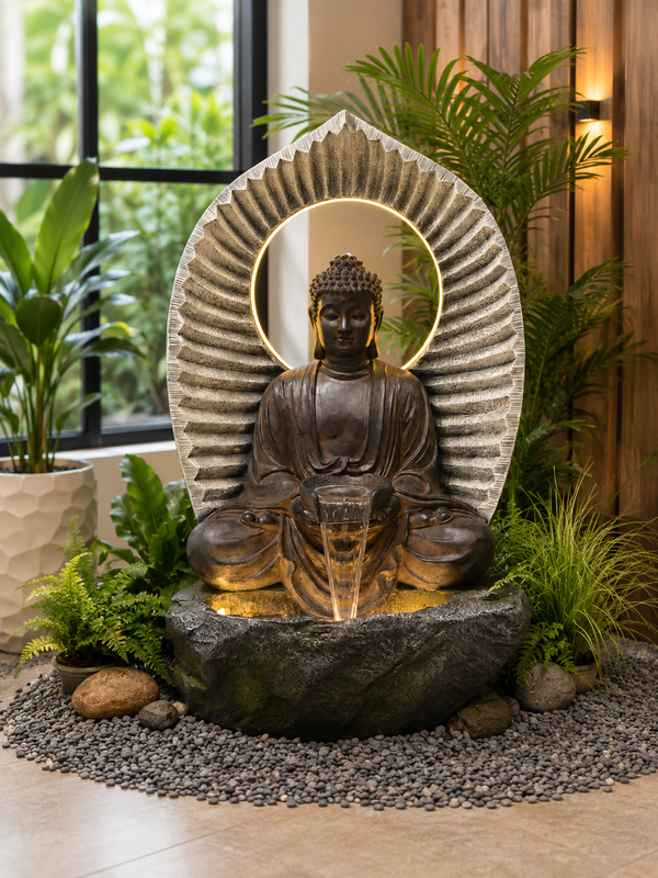 Bliss Masterpiece Buddha Water Feature with Rain