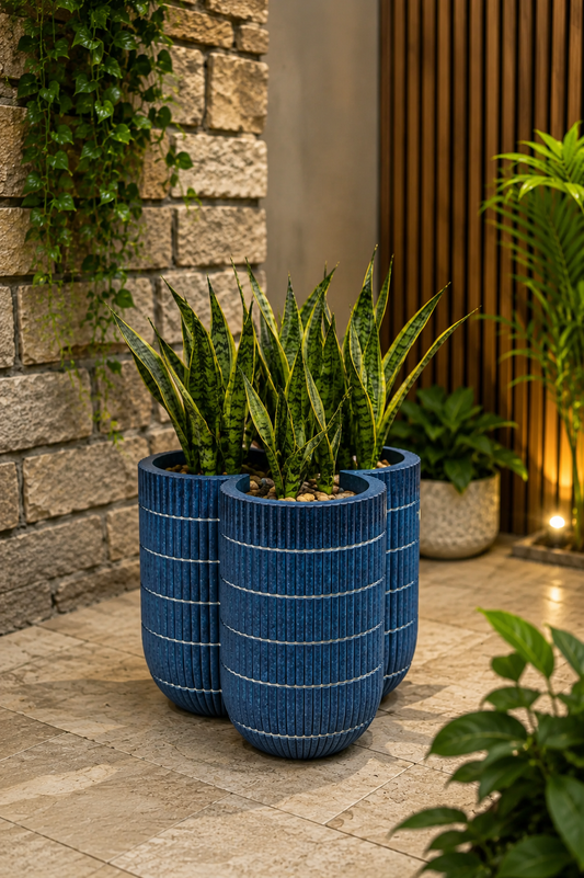 Adriatico Italian Blue Ceramic Look Design MGO Planter