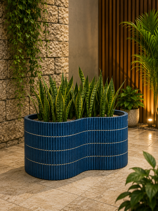 Mediteraneo Italian Blue Ceramic Look Design MGO Planter
