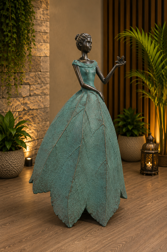 Josephina Elegant Lady in Bronze with Blue Leaves Dress New Collection