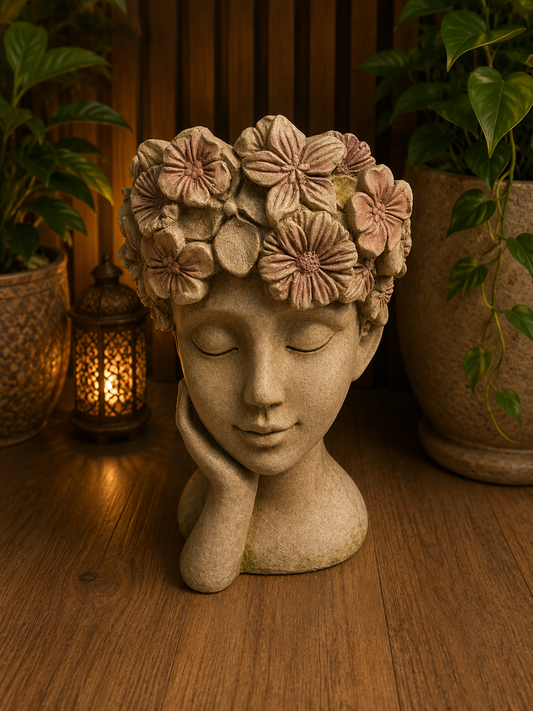 Sonia Beautiful Young Lady Head Bust in Pastel Flower Decoration