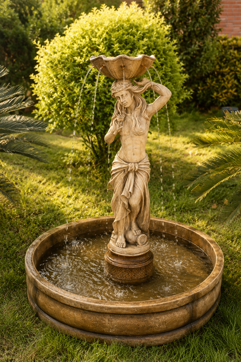 Villanueva Gorgeous Princess With Pond & Rain Pouring Fountain