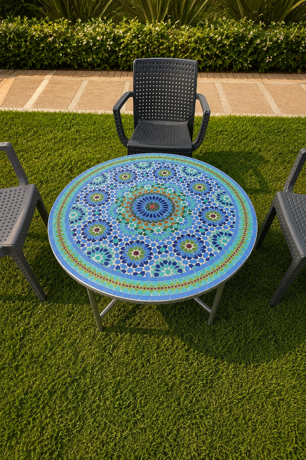 Dining Mosaic table round for outdoor and indoor 100% handcrafted mandala design Costume height