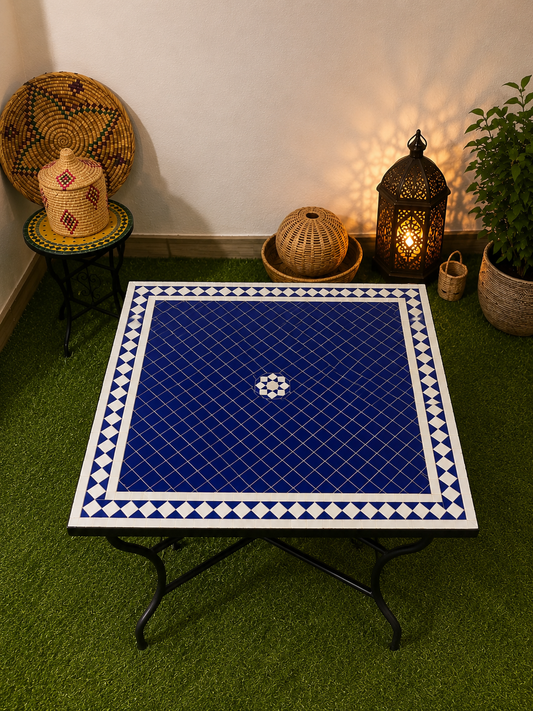 Moroccan blue mosaic Table for outdoor & indoor made Mosaic tiles, 100% handcrafted