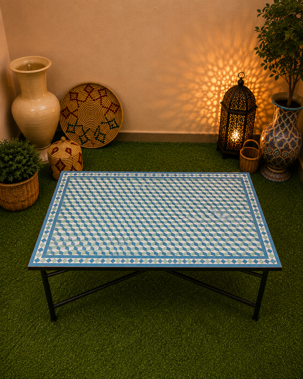 Large mosaic table 100% handmade for Outdoor/Indoor - modern table with mid century Flair - traditional and strong mosaic table