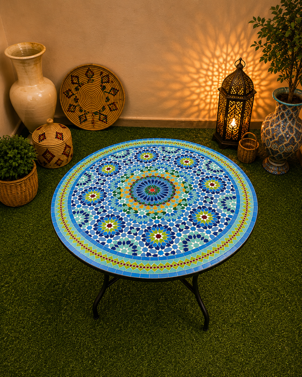 Moroccan Mosaic table round for outdoor and indoor 100% handcrafted mandala design Costume height