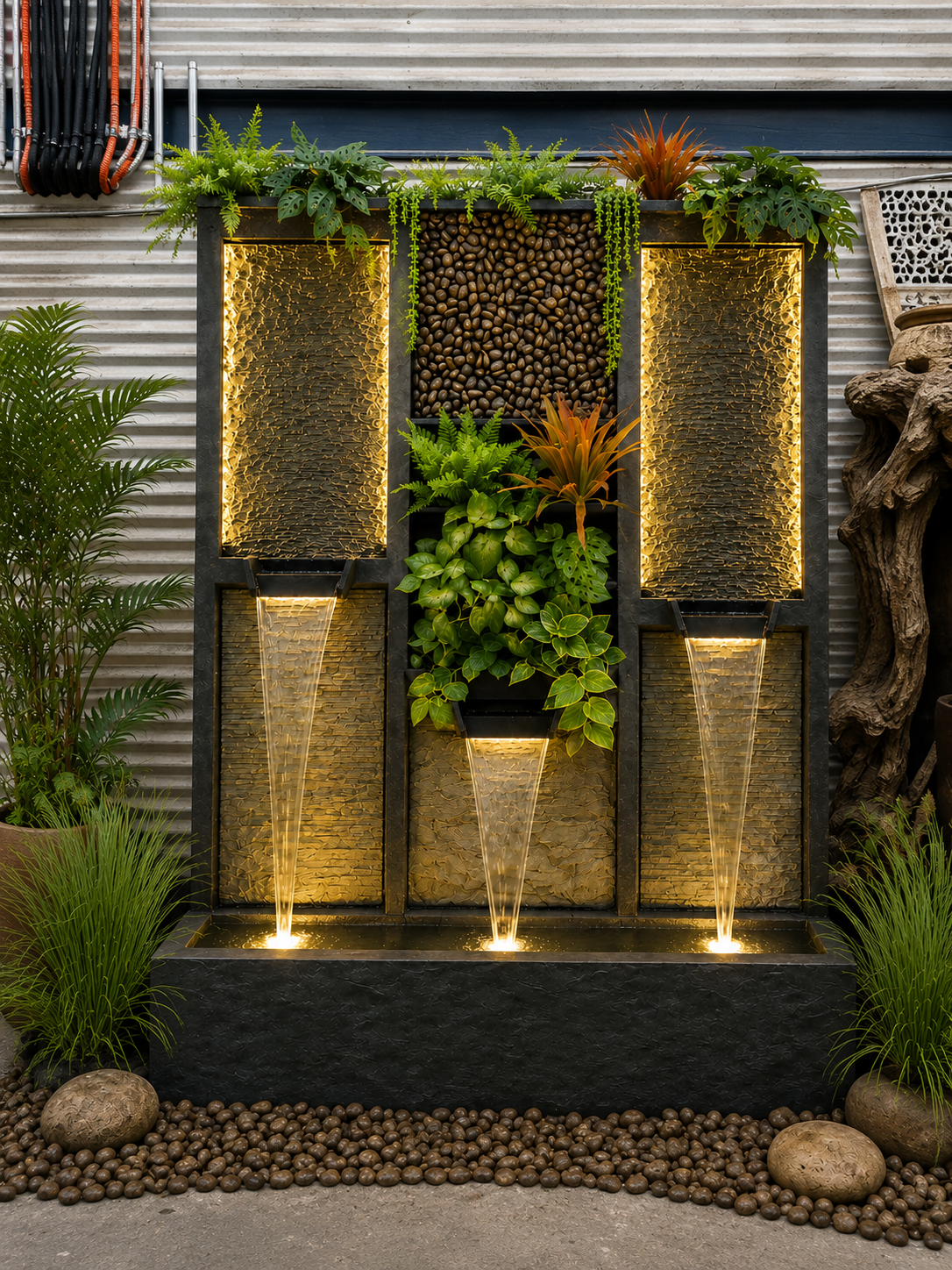 Eden Extra Large Natural Wall Water Feature with Plants