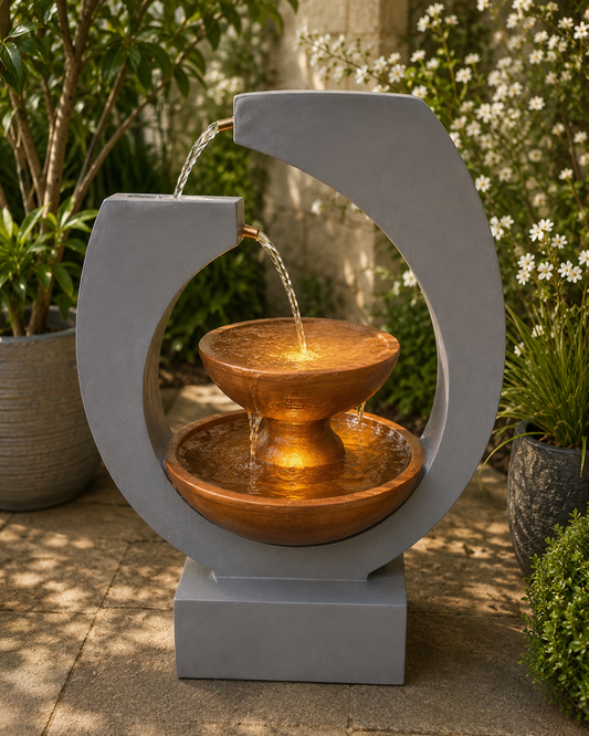 Sanur Modern Abstract Water Feature Design Multi Drop Copper Colour