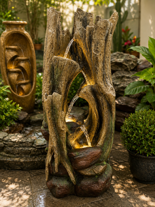 Quebec Crossing Cascade River Driftwood Fountain