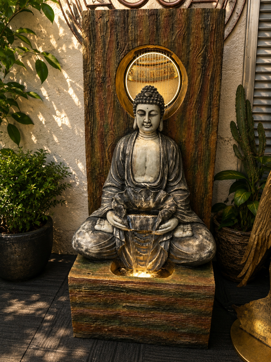 Temple Masterpiece Buddha Water Feature with Rain Effect