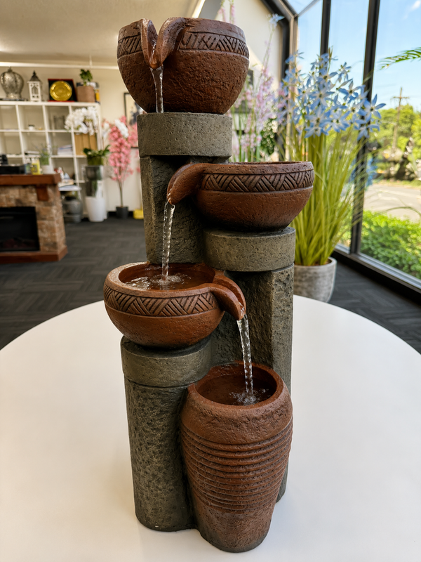 PAOLINA Abstract Solar Fountain Multi Jug Water Feature