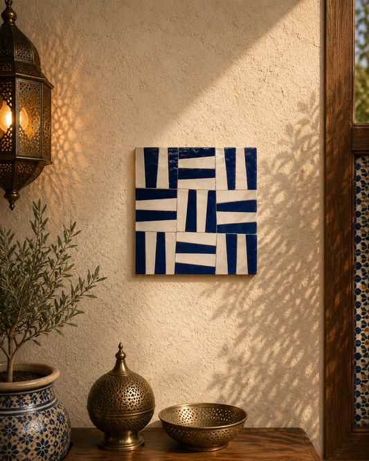 12"×12" Handmade Moroccan Zellige - Natural Blue or Brown Zellige - Fez Handmade-  Moroccan Zellige .