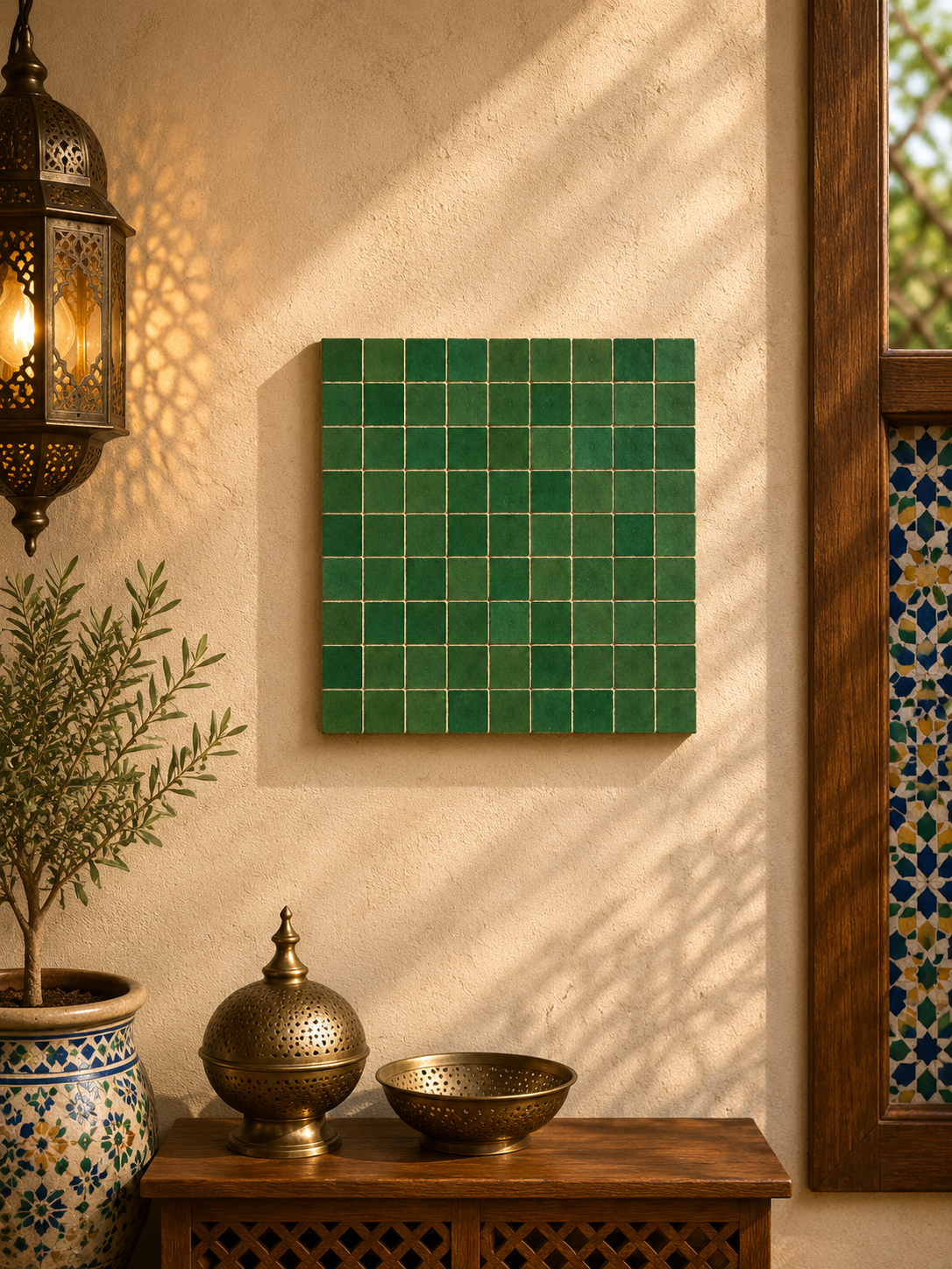 Handmade Unicolor Moroccan Zellige -  Fez Handmade Clay Tile Moroccan Zellige - Zellige Floor Tiles - Zellige Tiles