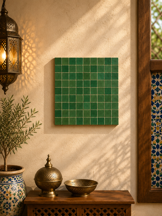 Handmade Unicolor Moroccan Zellige -  Fez Handmade Clay Tile Moroccan Zellige - Zellige Floor Tiles - Zellige Tiles